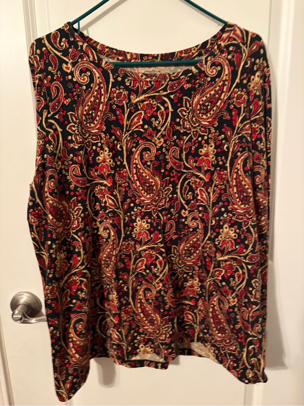 Jones New York Sport Paisley Print Top in Gray & Pink